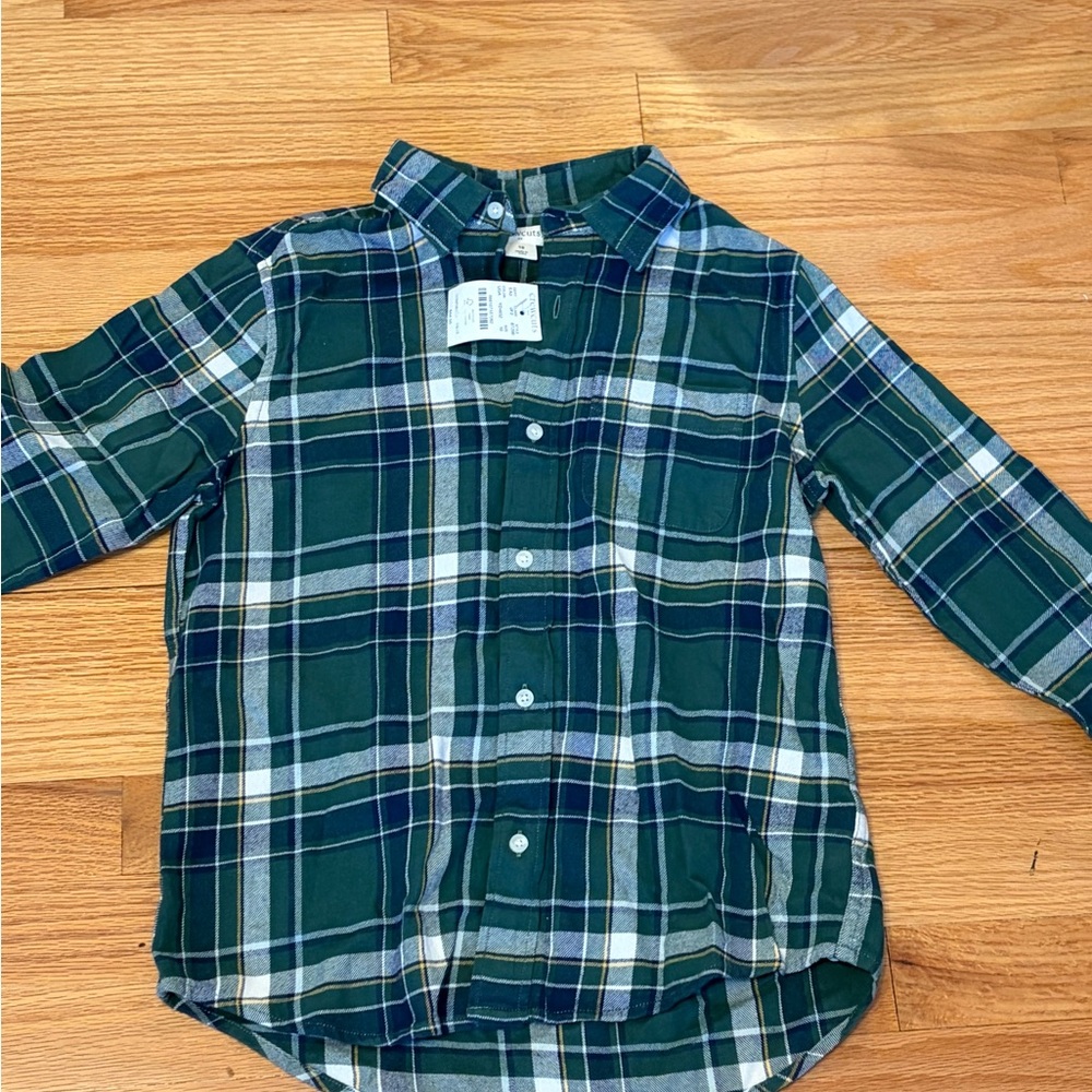 Crewcuts Green Plaid Button-Down Shirt for Kids